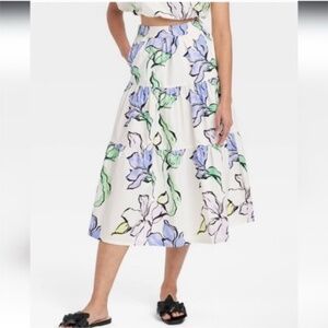 100% Cotton A New Day Floral purple & Cream skirt
